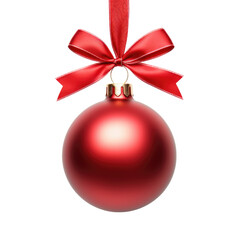 Red Christmas ball decoration baubles isolated on transparent background.