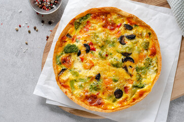 Quiche with Vegetables, Homemade Open Pie, Savory Tart