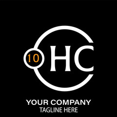 Hc Letter Logo design. black background.