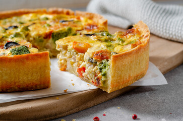 Quiche with Vegetables, Homemade Open Pie, Savory Tart