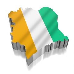 Ivory Coast - country borders and flag - 3D illustration