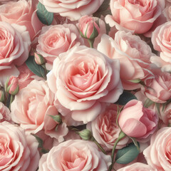 Pink roses background. Vintage style. Generative AI