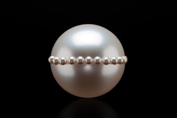 A stunning pearl beaded ring placed on a sleek black surface. Perfect for jewelry catalogs or fashion magazines.