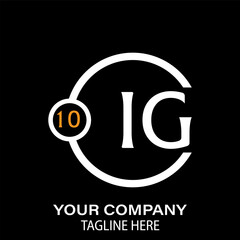 Ig Letter Logo design. black background.