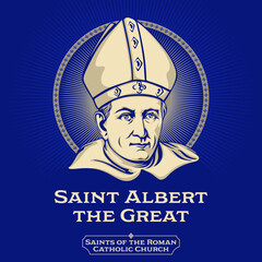 Catholic Saints. Saint Albert the Great (1200-1280) was a German Dominican friar, philosopher, scientist, and bishop. - obrazy, fototapety, plakaty