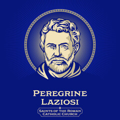 Catholic Saints. Peregrine Laziosi (1260-1345) is an Italian saint of the Servite Order. He is the patron saint for persons suffering from cancer, AIDS, and other life-threatening illnesses. - obrazy, fototapety, plakaty