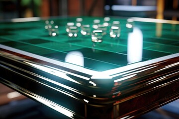 A detailed view of a table with a game set up on it. This versatile image can be used to depict leisure time, family gatherings, or game nights.