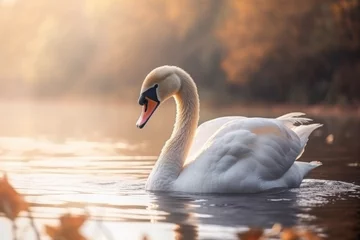  A beautiful white swan gracefully swimming in the water. Perfect for nature-themed designs or as a symbol of elegance and grace. © Ева Поликарпова
