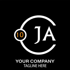 Ja Letter Logo design. black background.