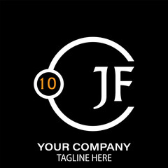 Jf Letter Logo design. black background.