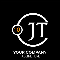 Jt Letter Logo design. black background.