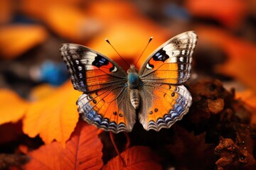 A beautiful butterfly resting on a bed of vibrant green leaves. Perfect for nature enthusiasts and garden lovers.