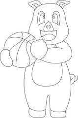 Pig Basketball player Basketball Sports Animal Vector Graphic Art Illustration