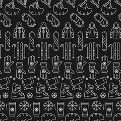 Winter active recreation and sports vector pattern