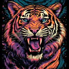 pattern, colorful illustration of tiger roar, front view.
GENERATIVE A.I