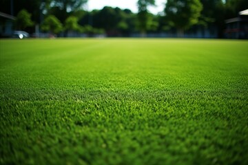 Vibrant Artificial Turf and Soccer Goal on Football Soccer Field with Shadow from Goal Net