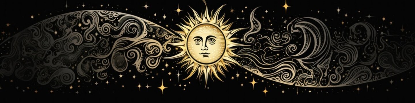 The sun and moon are in the sky