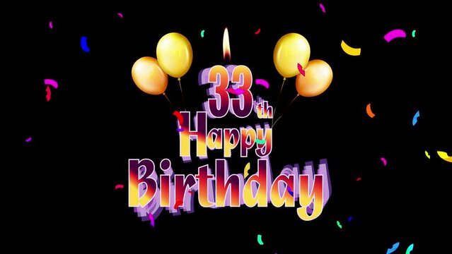 Happy Birthday 33th Celebration Colorfull Fireworks Logo Design Videos