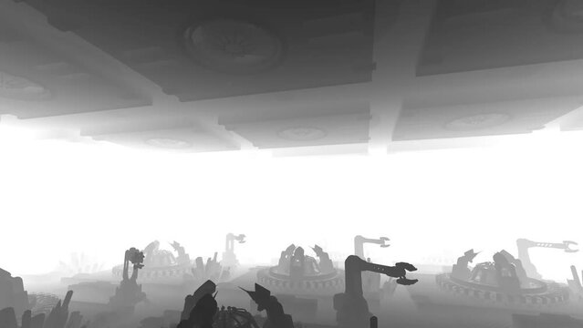 Abandoned space station in fog 3D