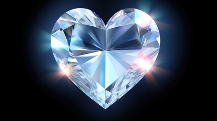 Crystal Shiny heart background. Happy Valentines Day, wedding concept. Symbol of love. Diamond gemstones crystalline hearts semi&nbsp;precious&nbsp;jewelry. For greeting card, banner, flyer, party invitation..