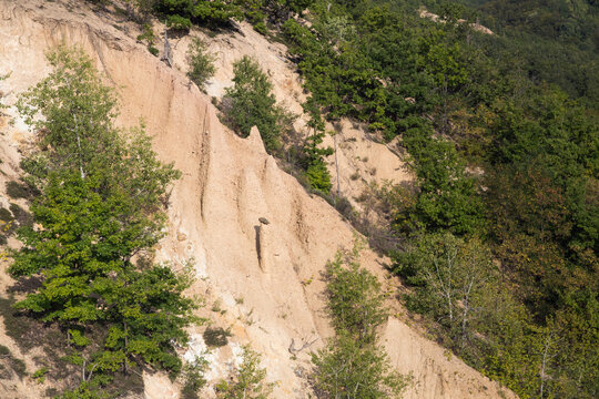 Rock formation of soil figures and mineral water springs, The Devil&rsquo;s Town (Đavolja varo&scaron;), southern part of Serbia, on the slopes of Radan mountain.