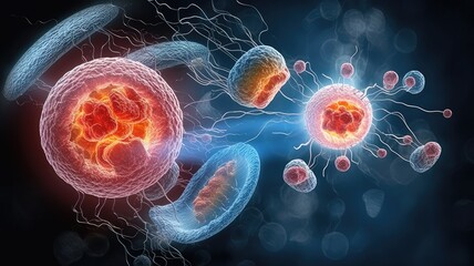 Obraz premium Regenerative medicine: Images portray the potential of stem cells in tissue regeneration, organ transplantation, or cellular therapies. Generative AI