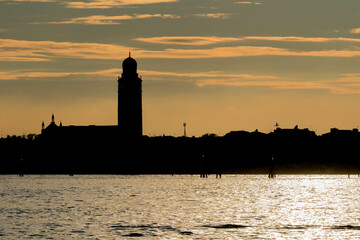 sunset over Venice in the autumn