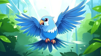 Blue lovebird, white head, blue wings