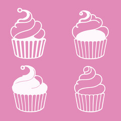 set of cupcake in variousset of cupcake in various style, outline icon style, outline icon