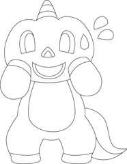 Unicorn Halloween Pumpkin Animal Vector Graphic Art Illustration