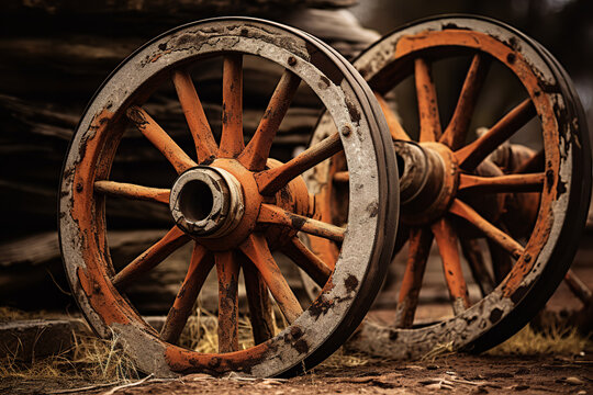 Old rust colored wagon wheels to vintage rustic printout