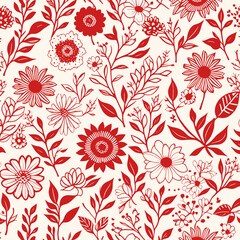 Background of graphic white and black flowers on a white background