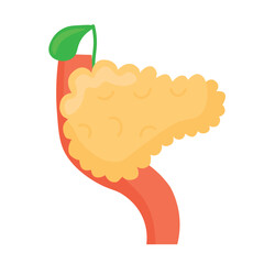 Flat isolated illustration of pancreas. Health awareness concept, human internal organs.