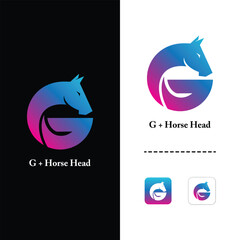G letter horse shape logo design icon