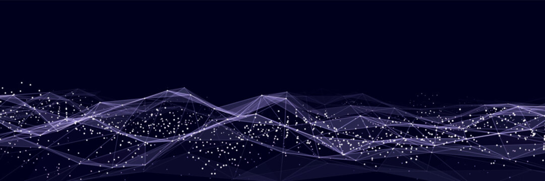 Technology blue wave with lines. Big data visualization. Analytics representation. Digital background. Vector illustration.