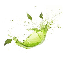 A splatter of green tea isolated on white background 