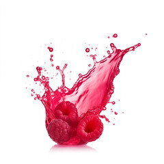 A splash of raspberry juice isolated on white background 