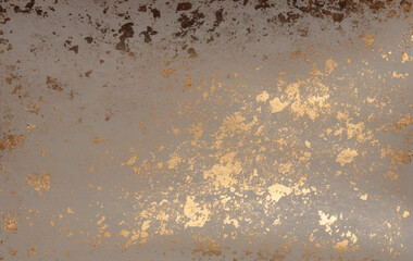 Paper texture painting glow glitter blot wall. Abstract gold, nacre and beige stain copy space...