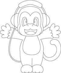 Monkey Musician Headphone Music Animal Vector Graphic Art Illustration