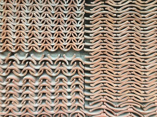 Clay tiles stacked into a wall
