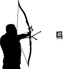 arco, flecha, tiro con arco, arquero, silueta,  - obrazy, fototapety, plakaty