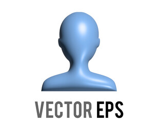 The vector dark blue silhouette generic profile of one person 3D icon , represent a user or member