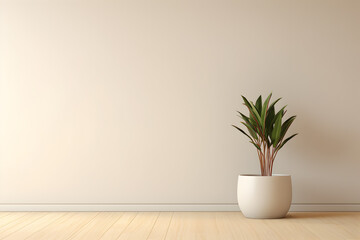 3d rendering of a white vase with a plant in a room