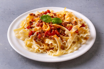 Mafalde or Mafalda or Mafaldine Pasta Bolognese