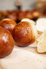 homemade fresh bread balls for breakfast 