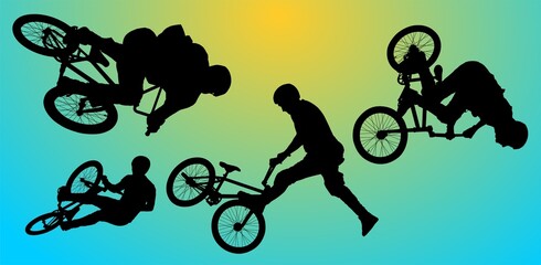 Obraz premium bici, silueta, deporte, ciclismo, ciclista, vector