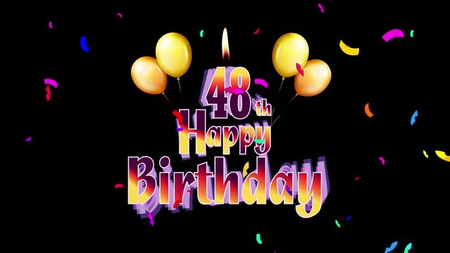 Happy Birthday 48th Celebration Colorfull Fireworks Logo Design Videos