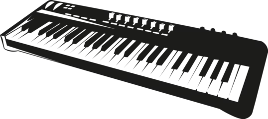 Fotobehang Cartoon Black and White Isolated Illustration Vector Of A Keyboard Music Instrument © Matt