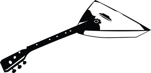 Cartoon Black and White Isolated Illustration Vector Of An Electric Guitar Music Instrument