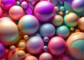 Pastel Spheres Abstract Background, generative ai